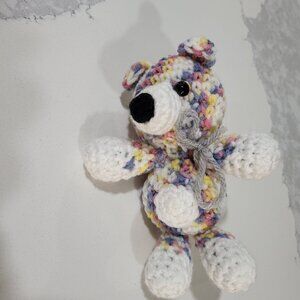 Hand Knitted Teddy Bear with Bow